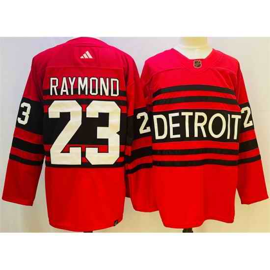 Men Detroit Red Wings #23 Lucas Raymond Red 2022 #23 Reverse Retro Stitched Jersey->detroit red wings->NHL Jersey