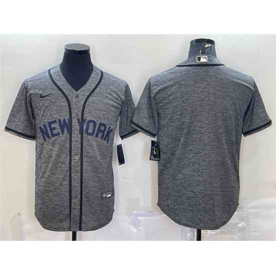 Men New York Yankees Blank Grey Cool Base Stitched Jersey->new york yankees->MLB Jersey