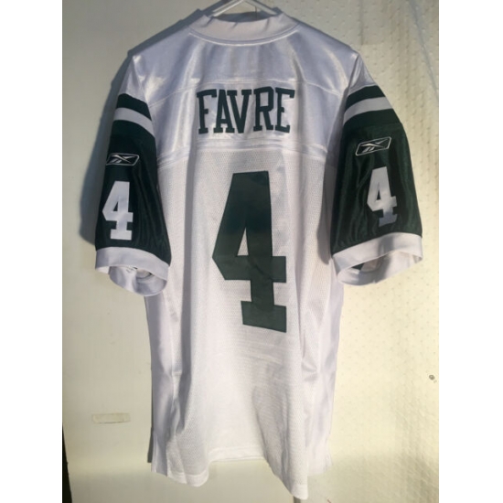 Men New York Jets #4 Brett Favre White Reebok Stitched Jersey->new york jets->NFL Jersey