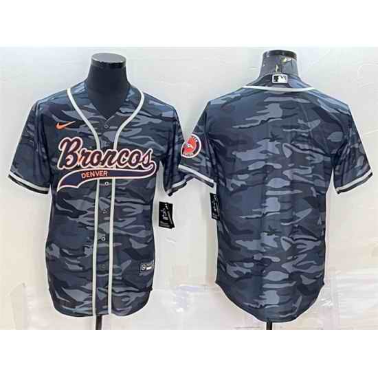Men Denver Broncos Blank Grey Camo With Patch Cool Base Stitched Baseball Jersey->denver broncos->NFL Jersey