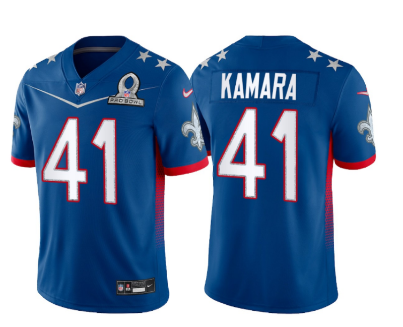 Men’s New Orleans Saints #41 Alvin Kamara Blue 2022 Pro Bowl Vapor Untouchable Stitched Limited Jersey