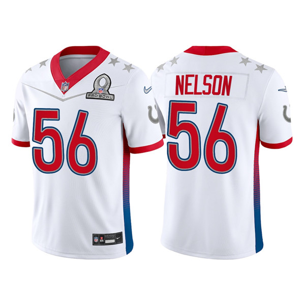 Men’s Indianapolis Colts #56 Quenton Nelson 2022 White AFC Pro Bowl Stitched Jersey->2022 pro bowl->NFL Jersey
