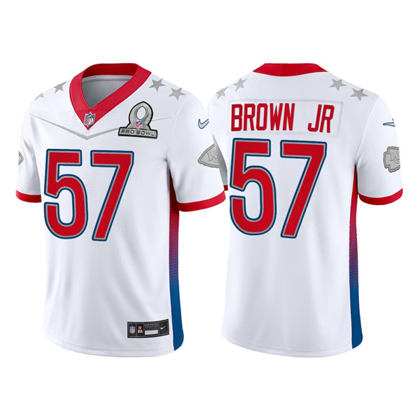 Men’s Kansas City Chiefs #57 Orlando Brown Jr. 2022 White AFC Pro Bowl Stitched Jersey->2022 pro bowl->NFL Jersey