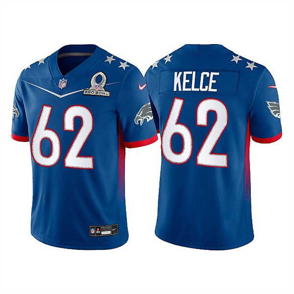 Men’s Philadelphia Eagles #62 Jason Kelce 2022 Royal NFC Pro Bowl Stitched Jersey->2022 pro bowl->NFL Jersey