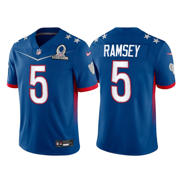 Men’s Los Angeles Rams #5 Jalen Ramsey 2022 Royal Pro Bowl Stitched Jersey->2022 pro bowl->NFL Jersey