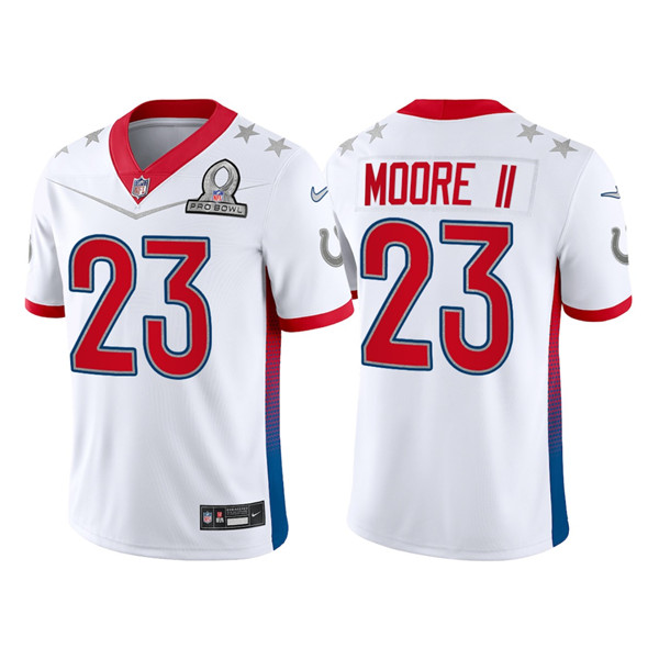 Men’s Indianapolis Colts #23 Kenny Moore II 2022 White AFC Pro Bowl Stitched Jersey->2022 pro bowl->NFL Jersey