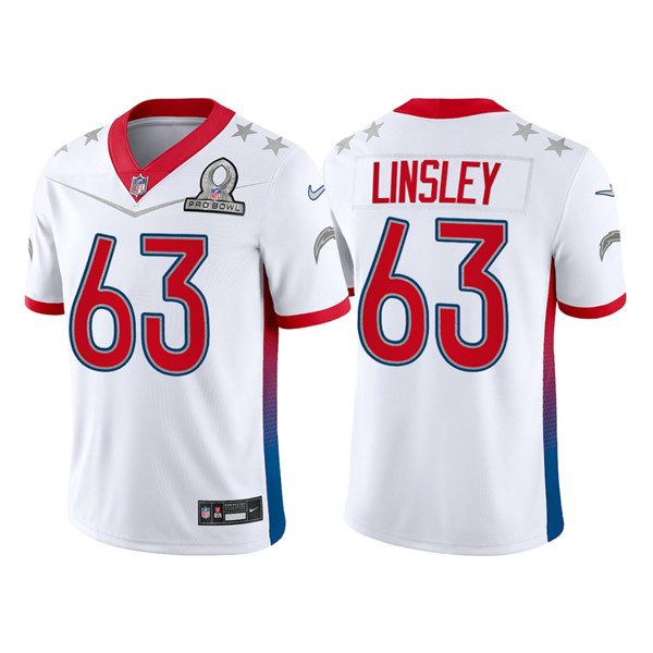 Men’s Los Angeles Chargers #63 Corey Linsley 2022 White AFC Pro Bowl Stitched Jersey->2022 pro bowl->NFL Jersey