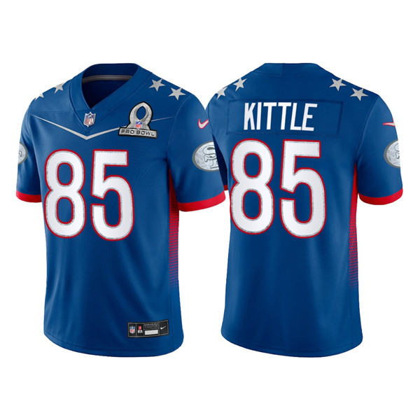 Men’s San Francisco 49ers #85 George Kittle 2022 Royal NFC Pro Bowl Stitched Jersey->2022 pro bowl->NFL Jersey