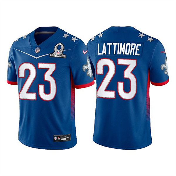 Men’s New Orleans Saints #23 Marshon Lattimore 2022 Royal Pro Bowl Stitched Jersey->2022 pro bowl->NFL Jersey