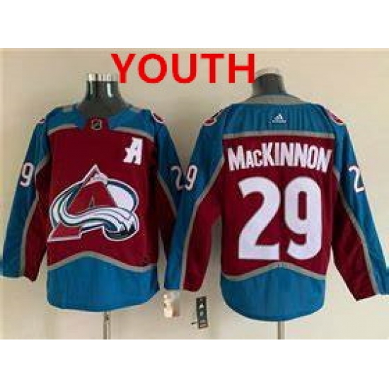 Youth Colorado Avalanche #29 Nathan MacKinnon With A Ptach Burgundy Stitched Jersey->youth nhl jersey->Youth Jersey