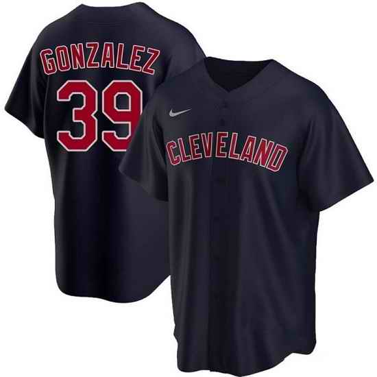 Men Cleveland Guardians #39 Oscar Gonz E1lez Navy Cool Base Stitched Jersey->boston red sox->MLB Jersey