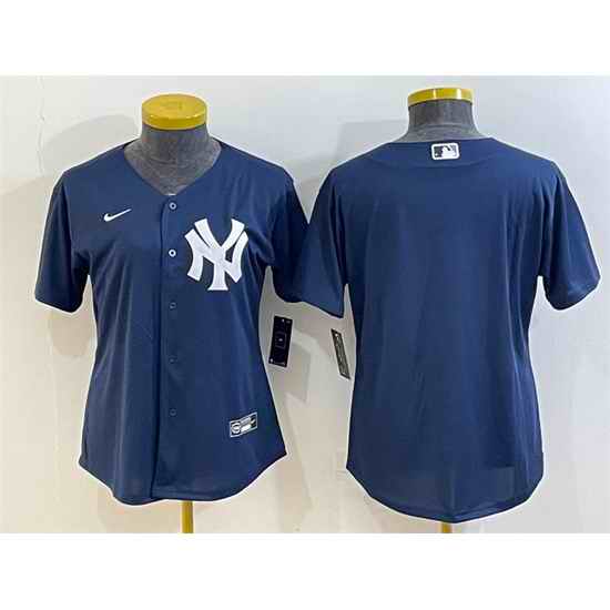 Women New York Yankees Blank Navy Stitched Baseball Jersey->women mlb jersey->Women Jersey