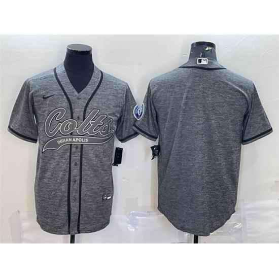 Men Indianapolis Colts Blank Grey With Patch Cool Base Stitched Baseball Jersey->indianapolis colts->NFL Jersey