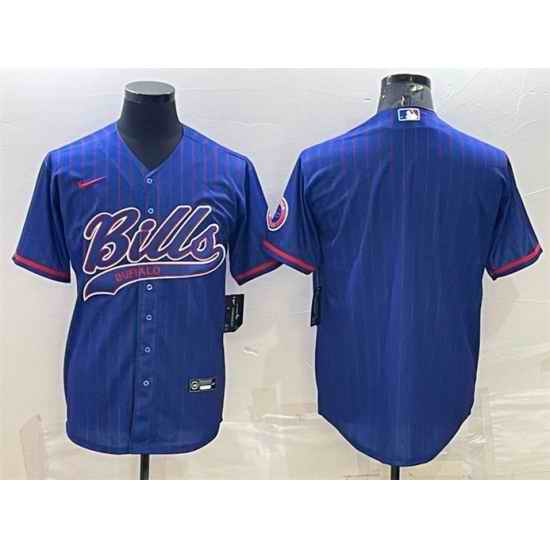 Men Buffalo Bills Blank Royal With Patch Cool Base Stitched Baseball Jersey->buffalo bills->NFL Jersey