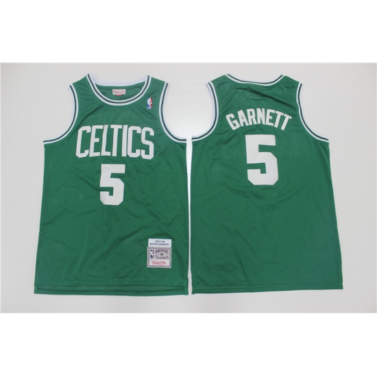Men Boston Celtics #5 Kevin Garnett Green Throwback Stitched NBA Jersey->boston celtics->NBA Jersey