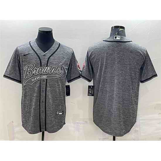 Men Cleveland Browns Blank Grey With Patch Cool Base Stitched Baseball Jersey->cleveland browns->NFL Jersey