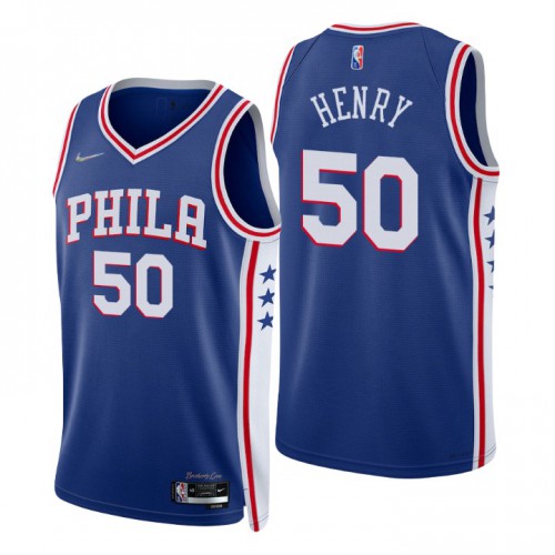 Nike Philadelphia 76ers #50 Aaron Henry Royal Men’s 2021-22 NBA 75th Anniversary Diamond Swingman Jersey – Icon Edition Men’s->philadelphia 76ers->NBA Jersey