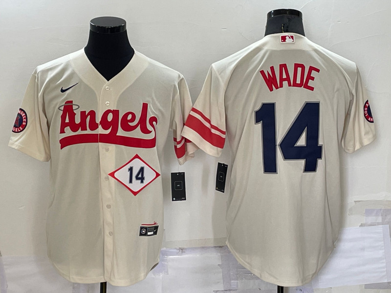 Angels #14 Tyler Wade Cream Nike 2022 City Connect Cool Base Jersey->los angeles angels->MLB Jersey