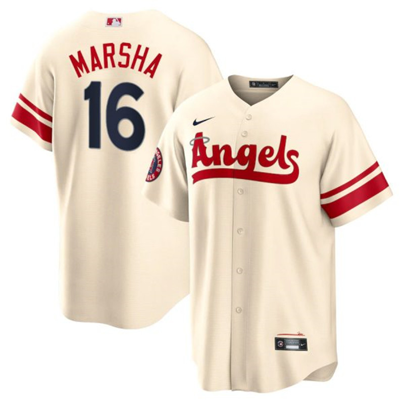 Angels #16 Brandon Marsha Cream 2022 City Connect Cool Base Jersey->los angeles angels->MLB Jersey