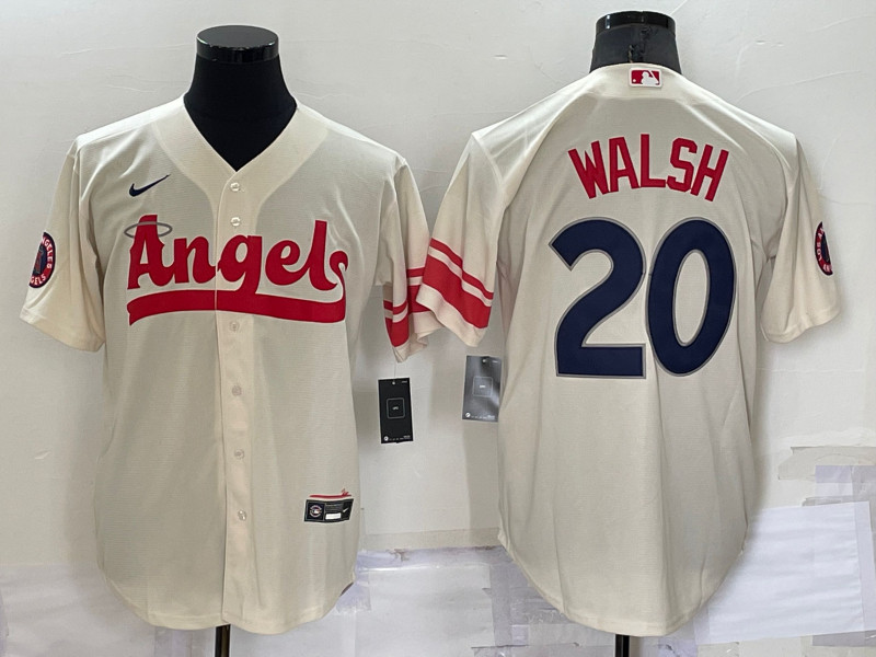 Angels #20 Jared Walsh Cream Nike 2022 City Connect Cool Base Jersey->los angeles angels->MLB Jersey