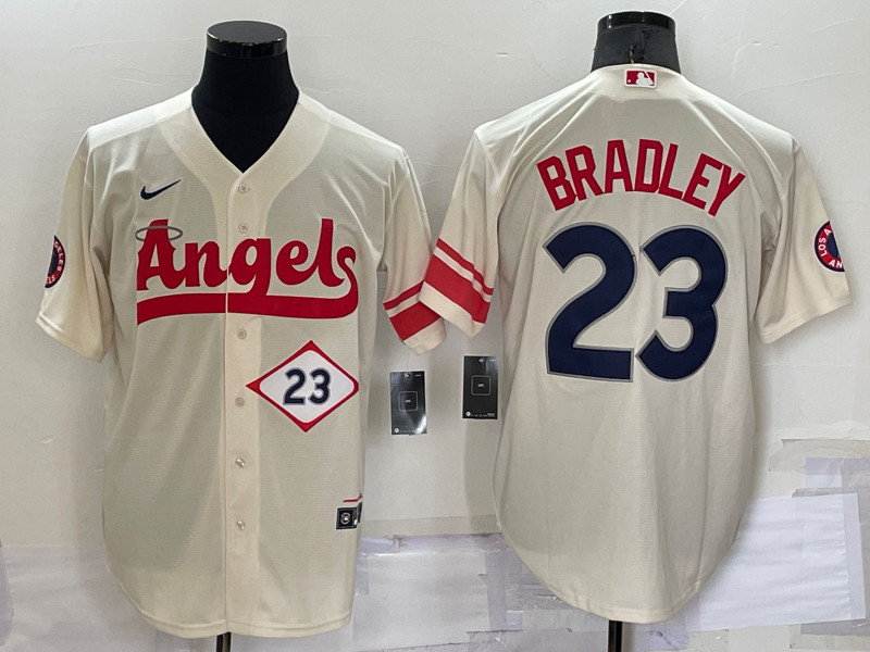 Angels #23 Archie Bradley Cream Nike 2022 City Connect Cool Base Jerseys->los angeles angels->MLB Jersey
