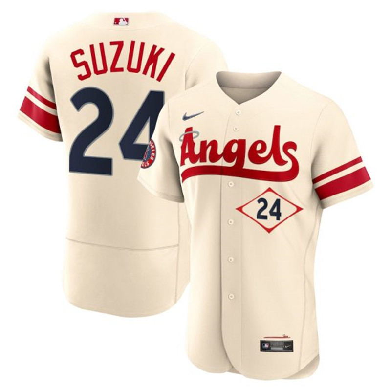 Angels #24 Kurt Suzuki Cream 2022 City Connect Flexbase Jersey->los angeles angels->MLB Jersey
