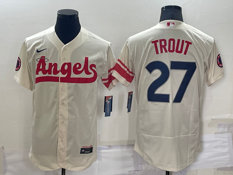 Angels #27 Mike Trout Cream Nike 2022 City Connect Flexbase Jerseys->milwaukee brewers->MLB Jersey