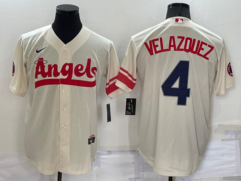 Angels #4 Andrew Velazquez Cream Nike 2022 City Connect Cool Base Jerseys->los angeles angels->MLB Jersey