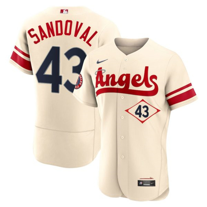 Angels #43 Patrick Sandoval Cream 2022 City Connect Flexbase Jersey->los angeles angels->MLB Jersey