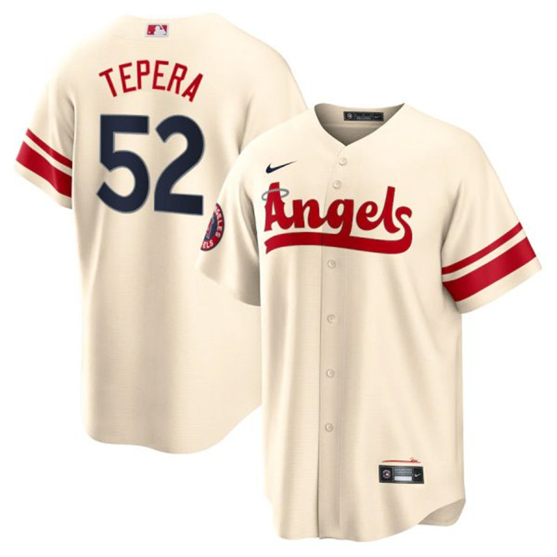 Angels #52 Ryan Tepera Cream 2022 City Connect Cool Base Jersey->los angeles angels->MLB Jersey