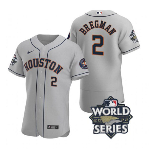 Astros #2 Alex Bregman Gray Nike 2022 World Series Flexbase Jersey->stitched ml->MLB Jersey