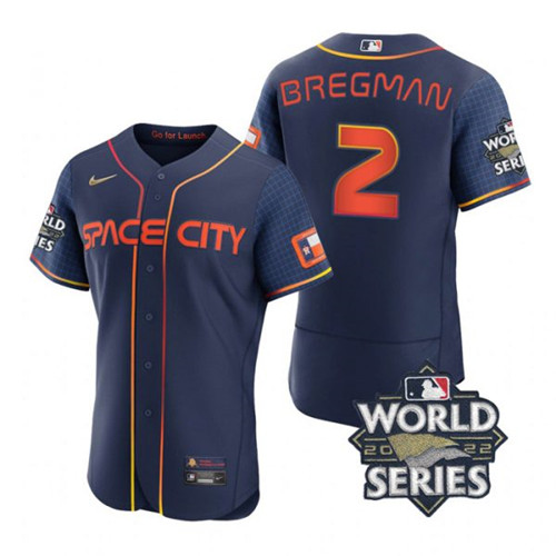 Astros #2 Alex Bregman Navy Nike 2022 World Series City Connect Flexbase Jersey->houston astros->MLB Jersey