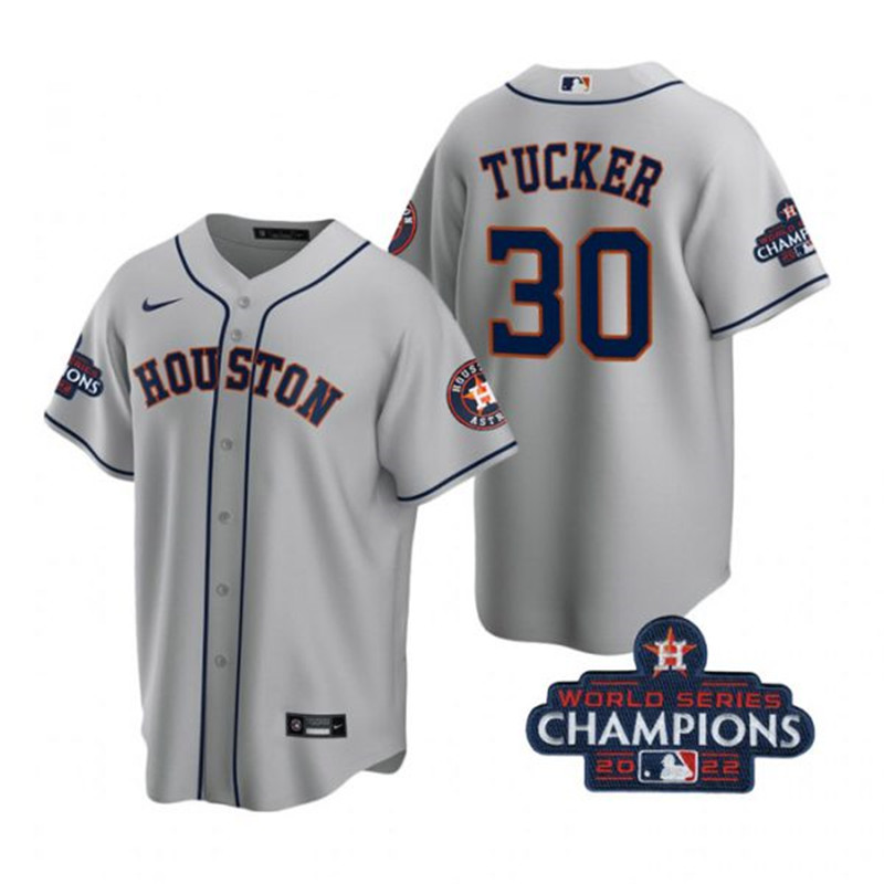 Astros #30 Kyle Tucker Gray 2022 World Series Champions Cool Base Jersey->houston astros->MLB Jersey