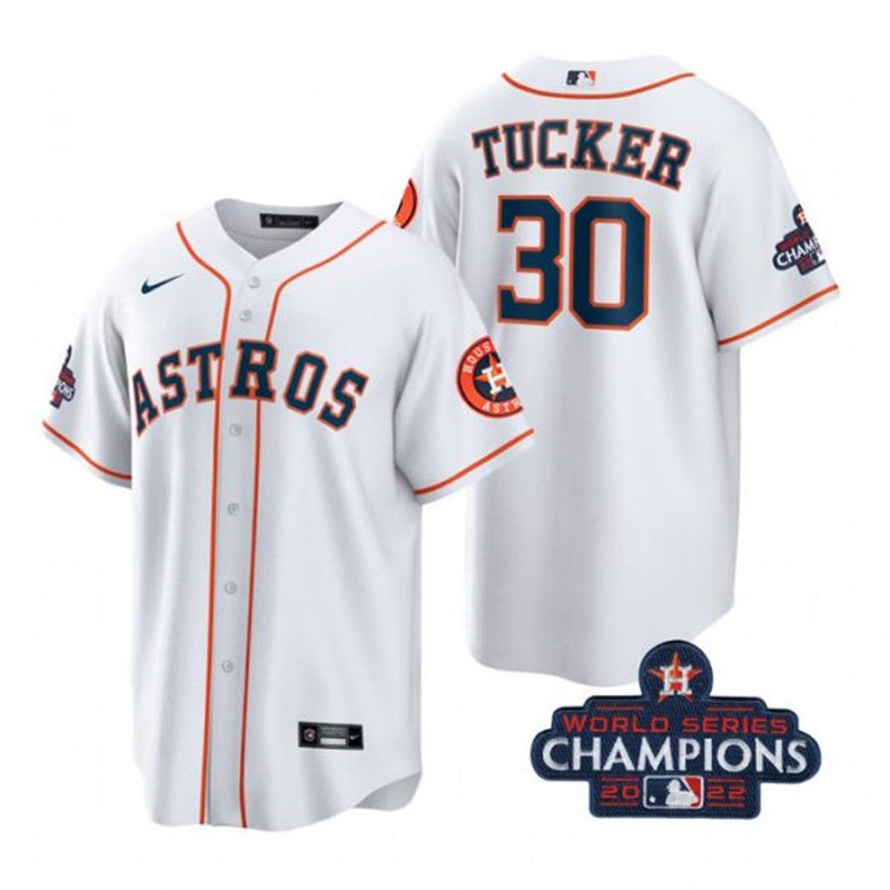 Astros #30 Kyle Tucker White 2022 World Series Champions Cool Base Jersey->houston astros->MLB Jersey