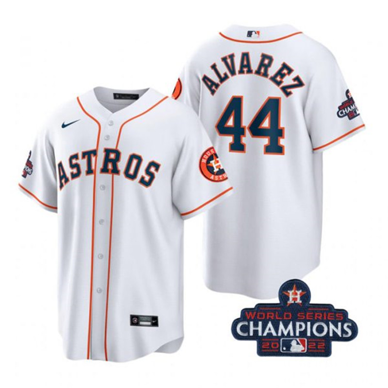 Astros #44 Yordan Alvarez White 2022 World Series Champions Cool Base Jersey->houston astros->MLB Jersey