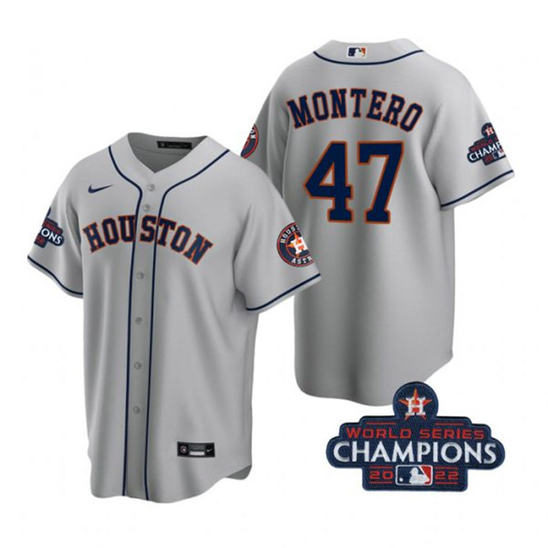 Astros #47 Rafael Montero Gray 2022 World Series Champions Cool Base Jersey->houston astros->MLB Jersey
