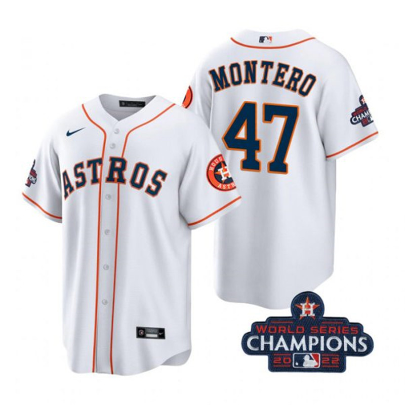 Astros #47 Rafael Montero White 2022 World Series Champions Cool Base Jersey->houston astros->MLB Jersey