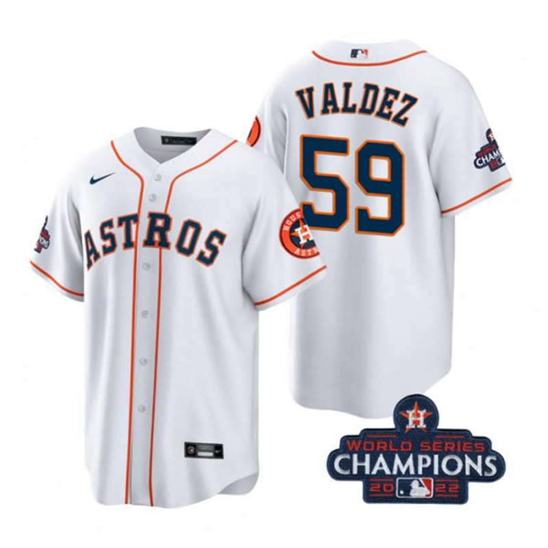 Astros #59 Framber Valdez White 2022 World Series Champions Cool Base Jersey->houston astros->MLB Jersey