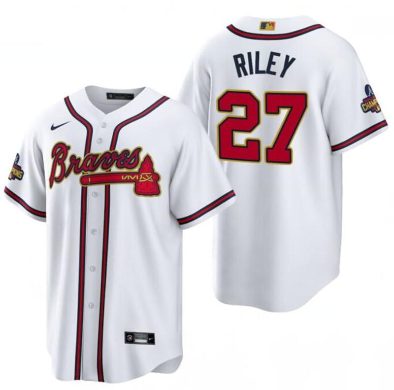 Braves #27 Austin Riley White 2022 Gold Program Nike Cool Base Jersey->san diego padres->MLB Jersey