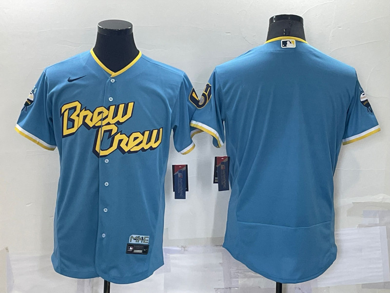 Brewers Blank Blue Nike 2022 City Connect Flexbase Jersey->milwaukee brewers->MLB Jersey
