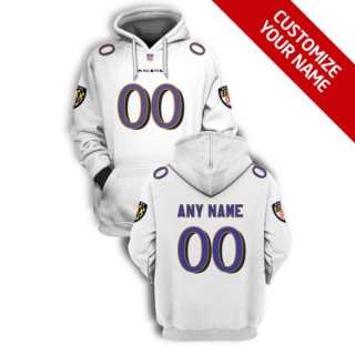 Mens Baltimore Ravens Active Player White Custom 2021 Pullover Hoodie->customized nfl jersey->Custom Jersey