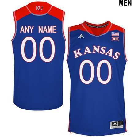 Mens Kansas Jayhawks Custom Adidas Royal Blue College Basketball Jersey->customized ncaa jersey->Custom Jersey