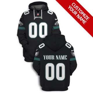 Mens Philadelphia Eagles Active Player Black Custom 2021 Pullover Hoodie->customized nfl jersey->Custom Jersey