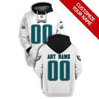 Mens Philadelphia Eagles Active Player White Custom 2021 Pullover Hoodie->customized nfl jersey->Custom Jersey