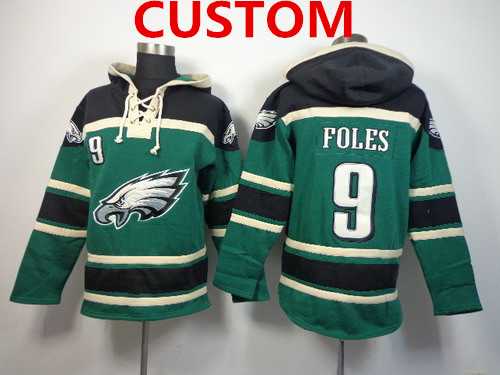 Men%27s Philadelphia Eagles Custom 2014 Dark Green Hoodie->customized nfl jersey->Custom Jersey