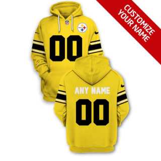 Men%27s Pittsburgh Steelers Active Player Yellow Custom 2021 Pullover Hoodie->customized nfl jersey->Custom Jersey