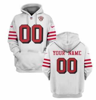 Men%27s San Francisco 49ers Active Custom 2021 White 75th Anniversary Pullover Hoodie->customized nfl jersey->Custom Jersey