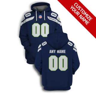 Mens Seattle Seahawks Active Player Navy Custom 2021 Pullover Hoodie->customized nfl jersey->Custom Jersey