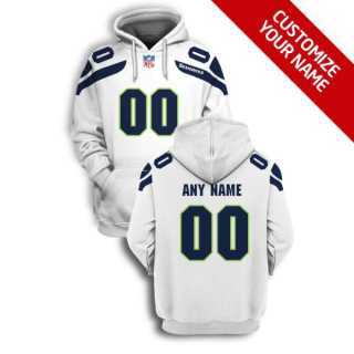 Men%27s Seattle Seahawks Active Player White Custom 2021 Pullover Hoodie->customized nfl jersey->Custom Jersey