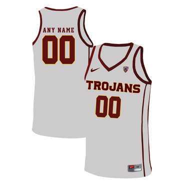 Men%27s USC Trojans White Customized Basketball Jersey->customized ncaa jersey->Custom Jersey